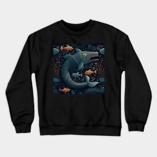 Sea Faring Sea Monster Surrounded by Shoal and Shimmering Seaweed 1 Crewneck Sweatshirt